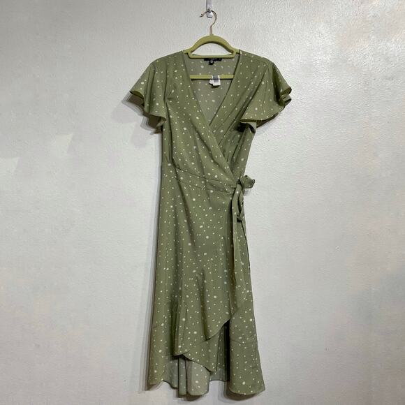 Missguided Petite Sage Spot Wrap Midi Dress Sz 8 NWOT - Picture 2 of 12